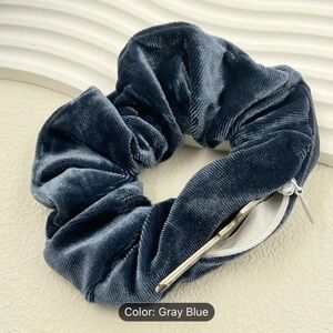 Velvet Scrunchies with Zipper Compartment, NEW